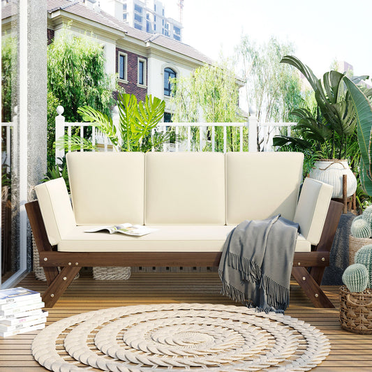 Acacia Wood Expandable Patio Daybed