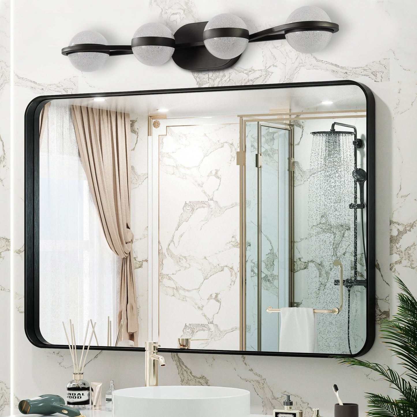 Modern 4-Light Black Vanity Light