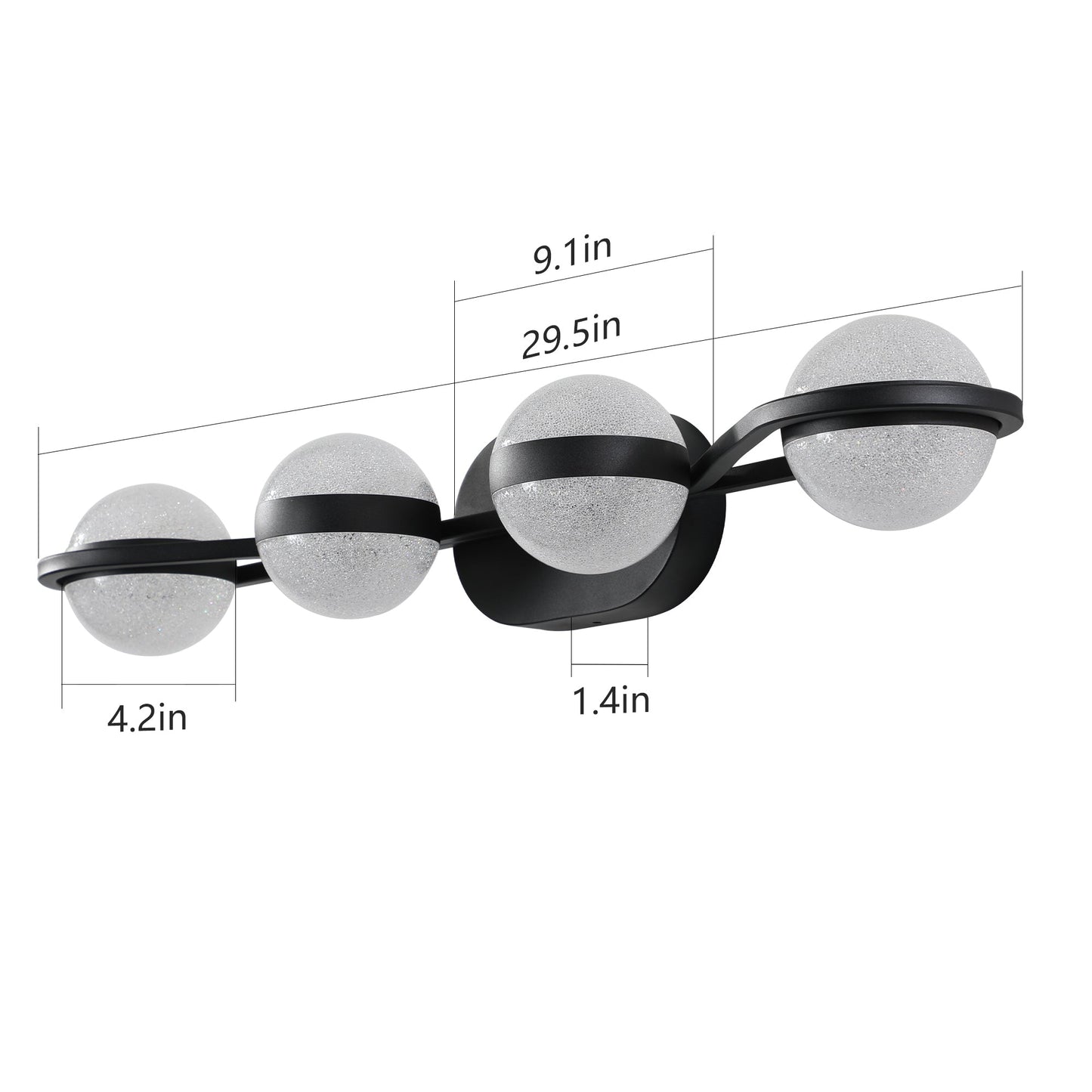 Modern 4-Light Black Vanity Light