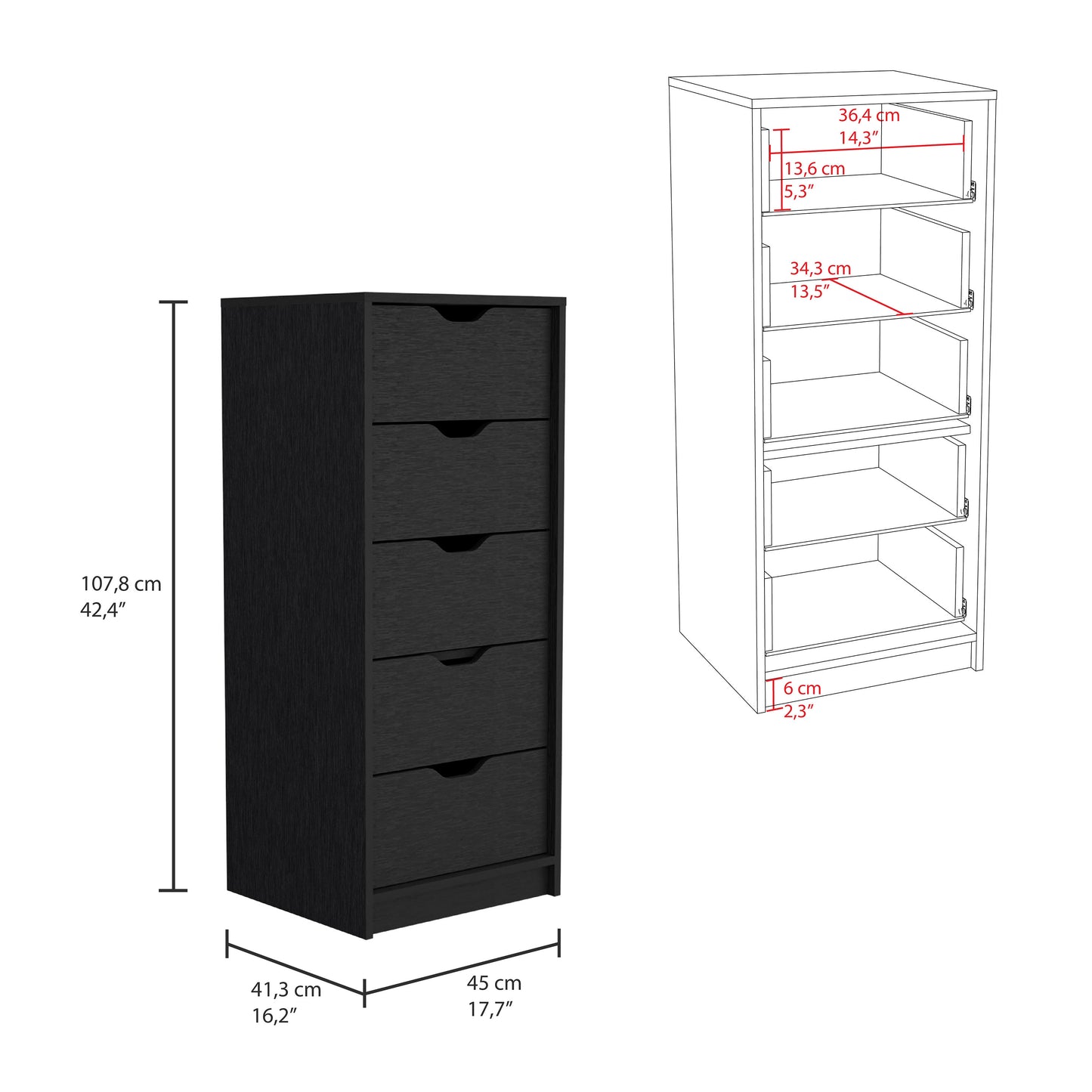 Raymer 2-Piece Bedroom Furniture Set - Black Dresser and Nightstand