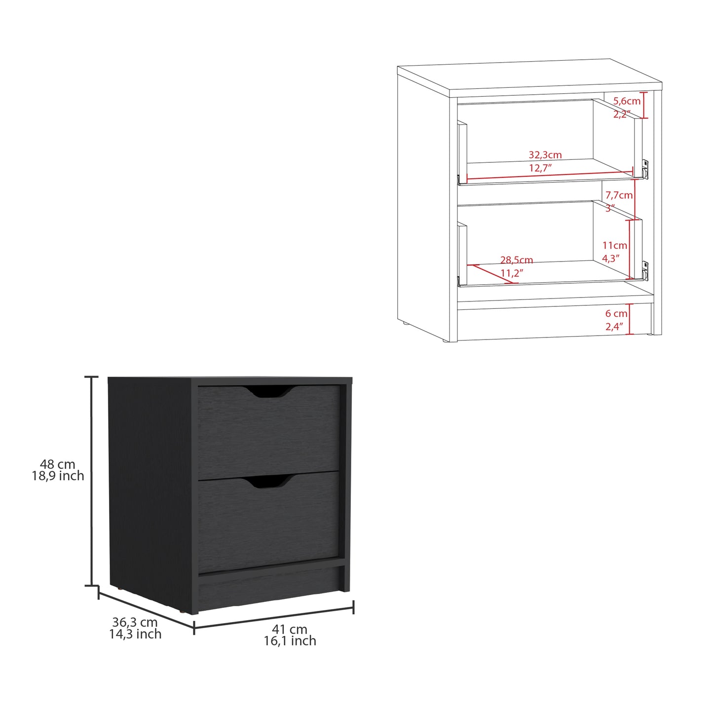 Raymer 2-Piece Bedroom Furniture Set - Black Dresser and Nightstand