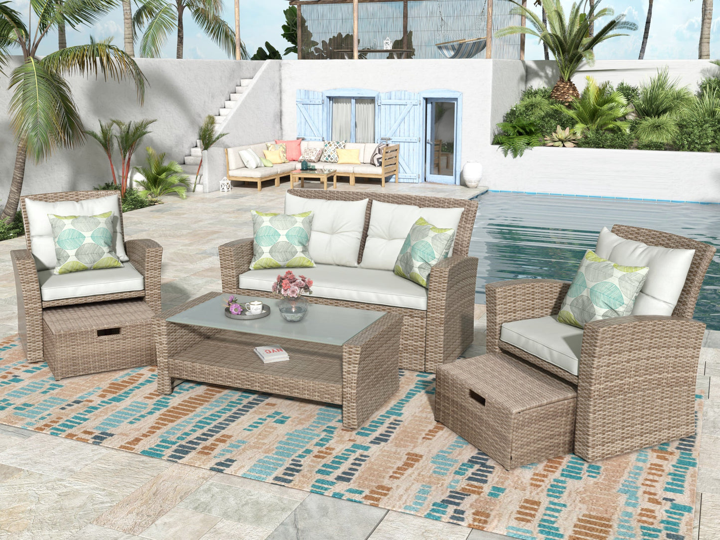 4-Piece Wicker Outdoor Patio Furniture Set