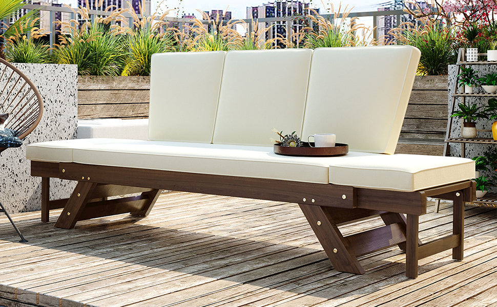 Acacia Wood Expandable Patio Daybed