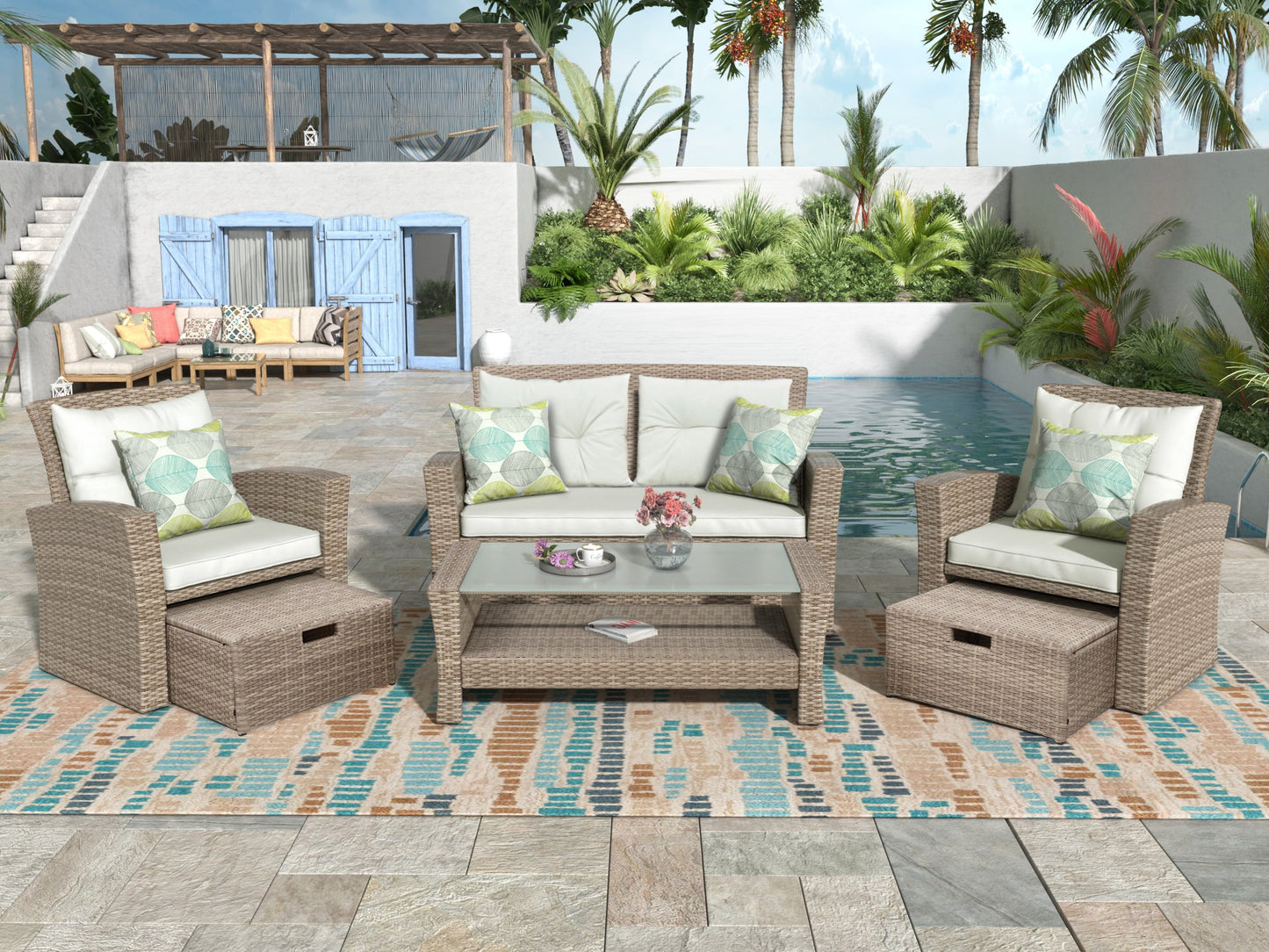 4-Piece Wicker Outdoor Patio Furniture Set