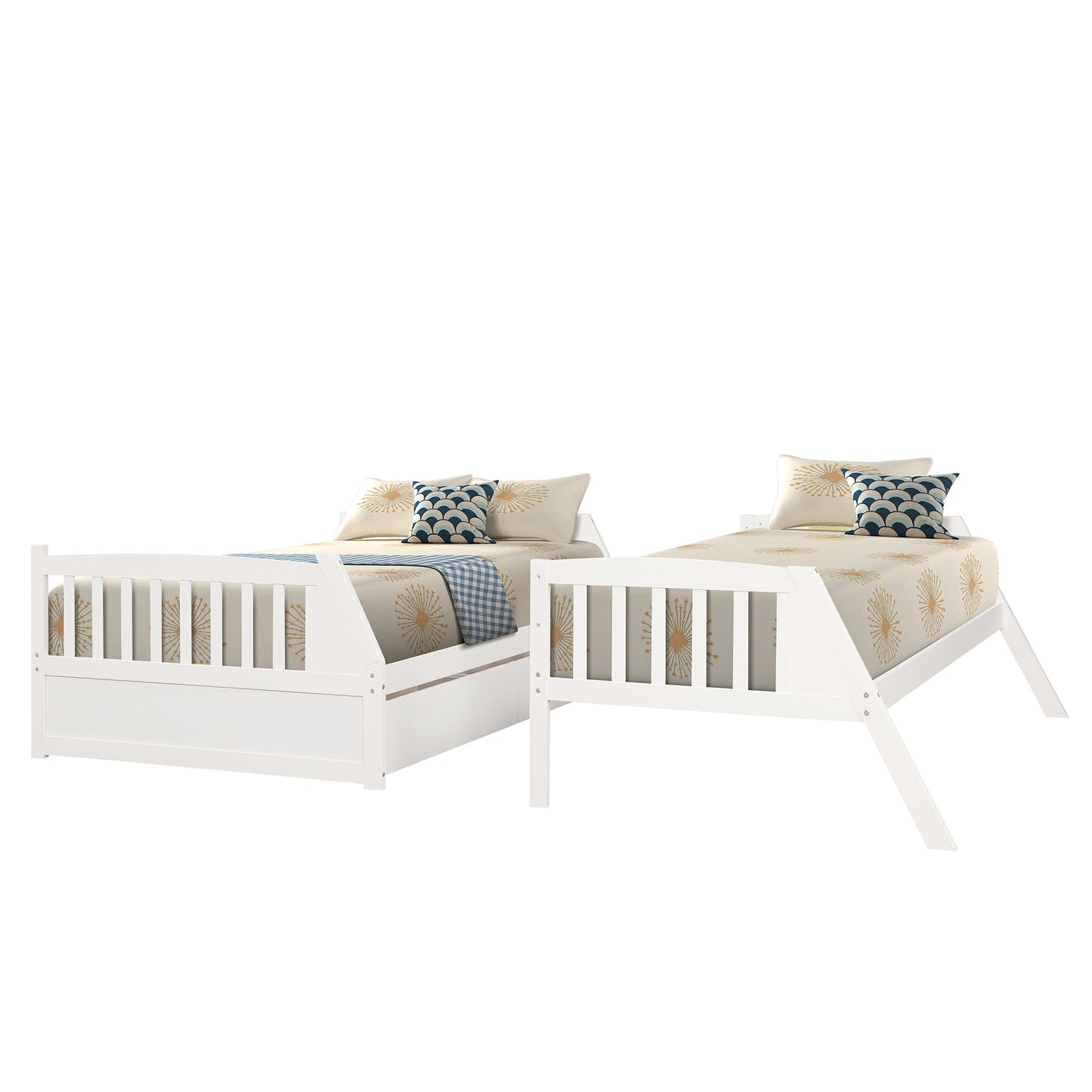 Solid Wood White Twin Over Full Bunk Bed