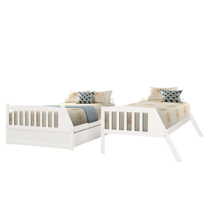 Solid Wood White Twin Over Full Bunk Bed