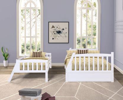Solid Wood White Twin Over Full Bunk Bed