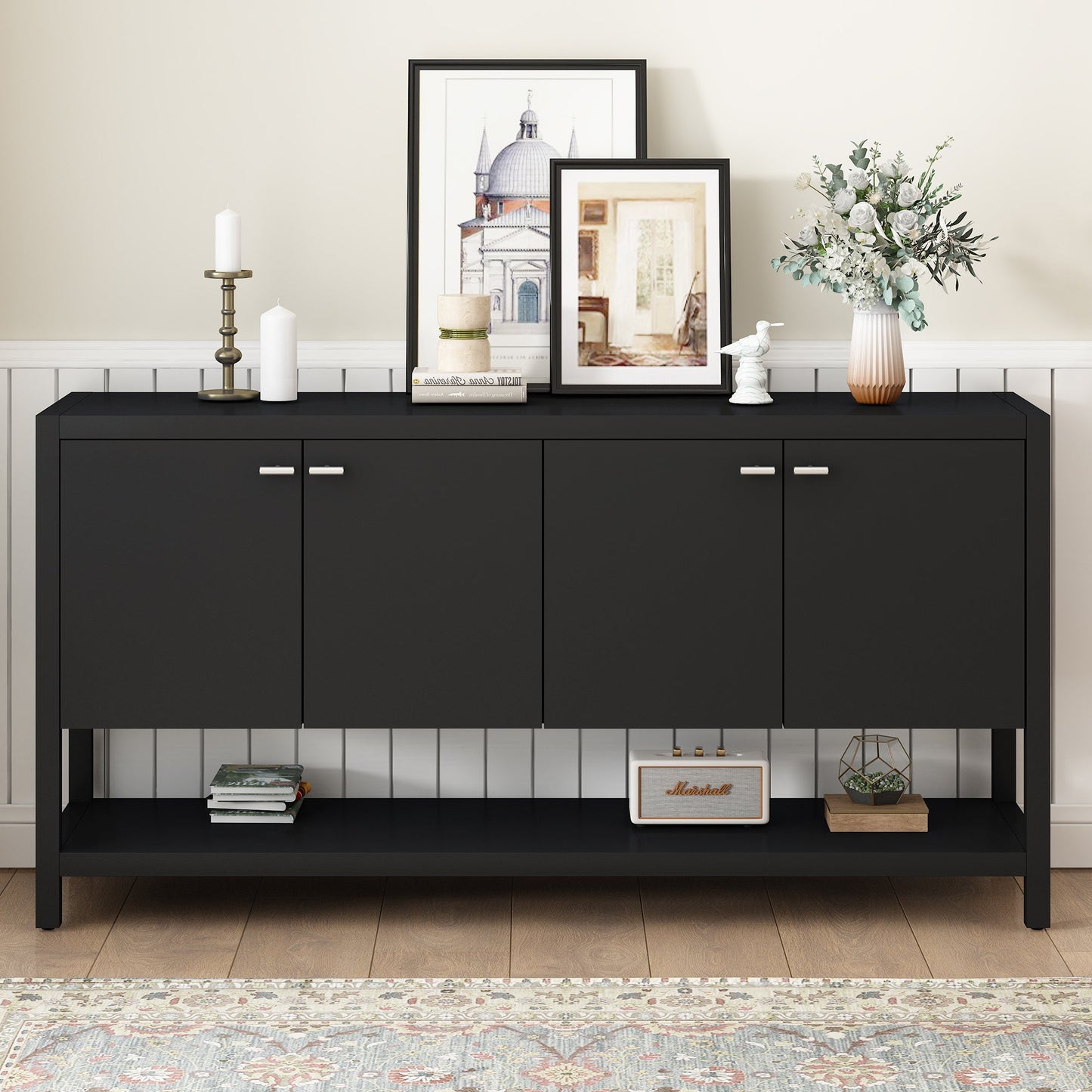 The Black Four-Door Console Table