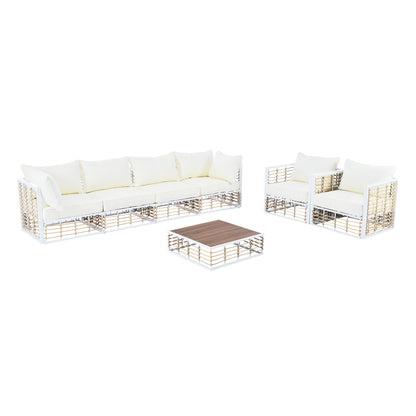 Coastal Minimalistic Outdoor Sofa Set for 6