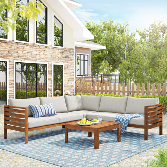Acacia Wood Outdoor Sofa Set for 5