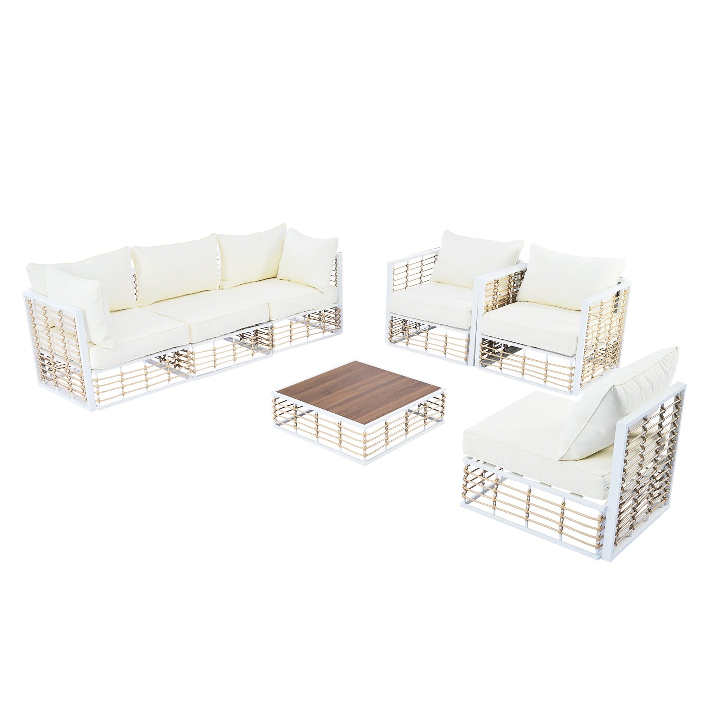 Coastal Minimalistic Outdoor Sofa Set for 6
