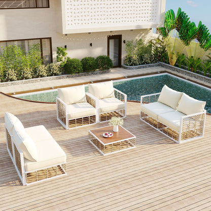 Coastal Minimalistic Outdoor Sofa Set for 6