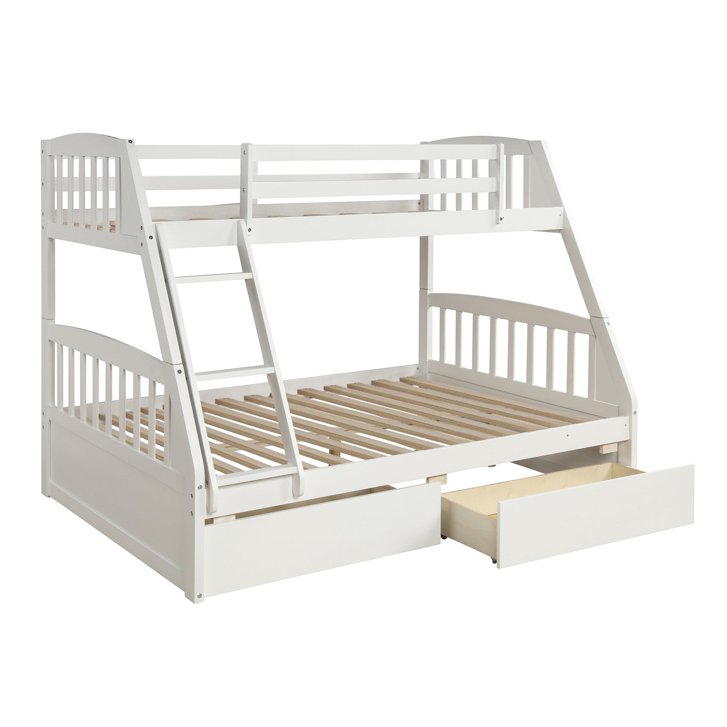 Solid Wood White Twin Over Full Bunk Bed