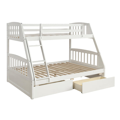 Solid Wood White Twin Over Full Bunk Bed
