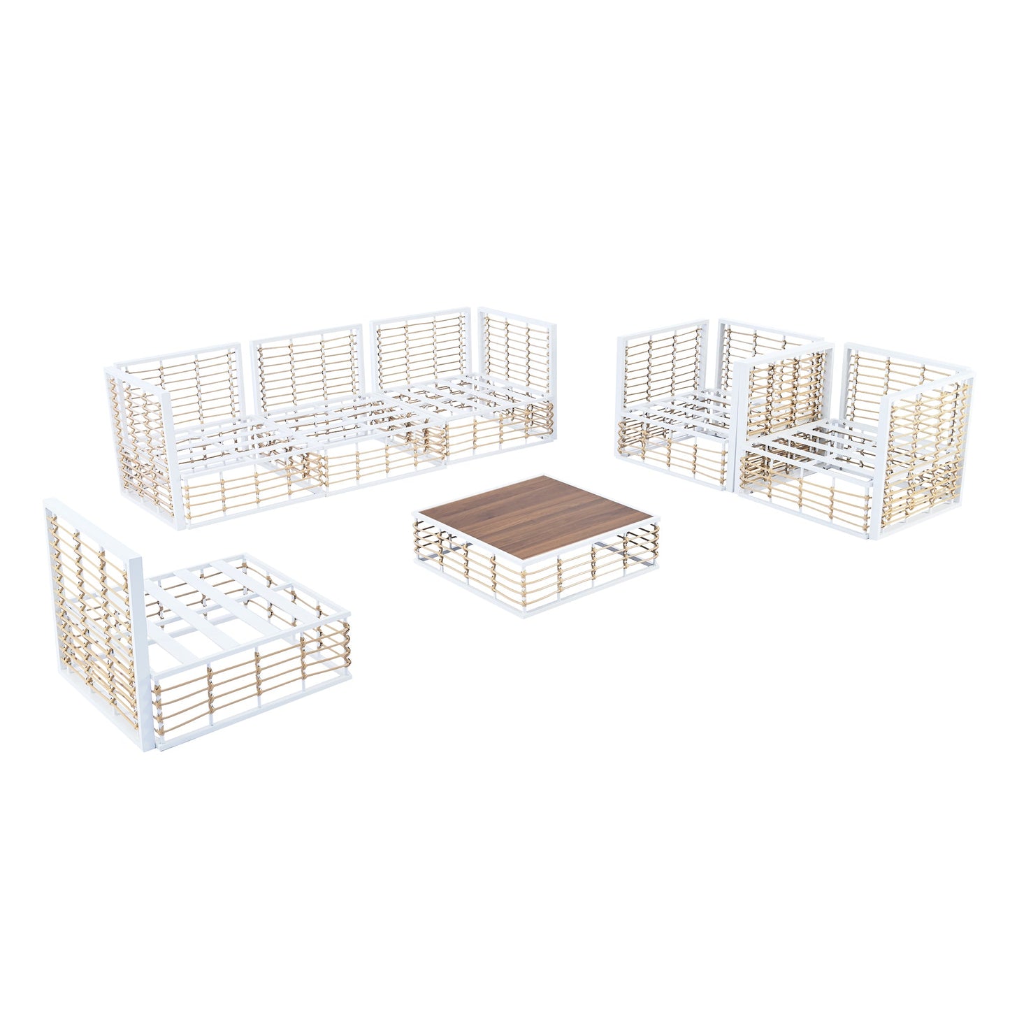 Coastal Minimalistic Outdoor Sofa Set for 6
