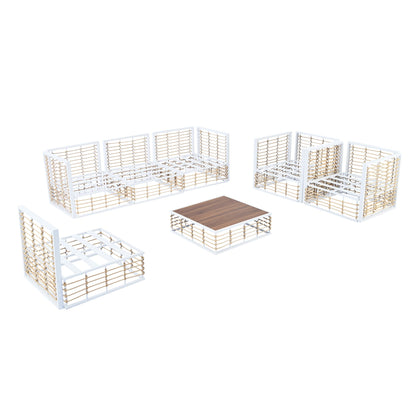 Coastal Minimalistic Outdoor Sofa Set for 6