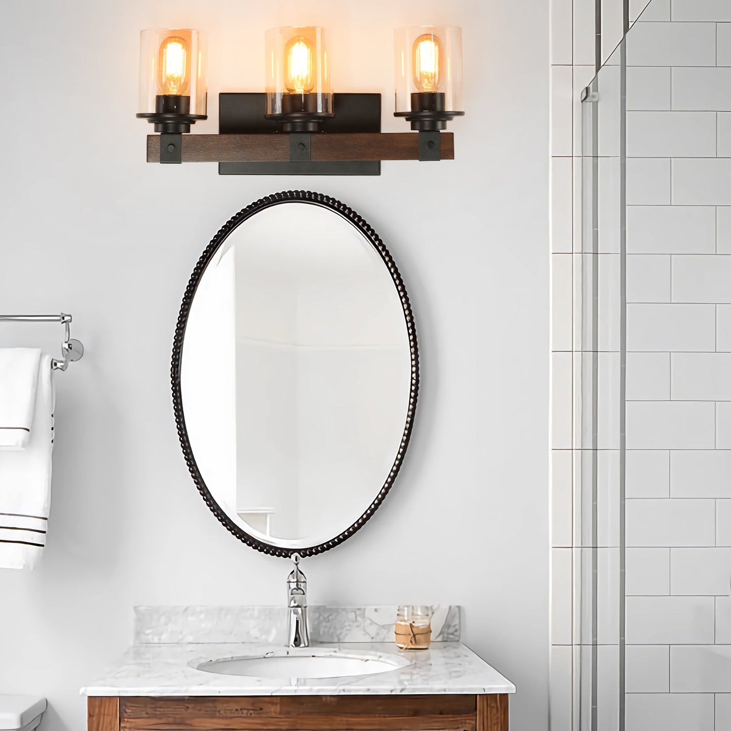 The Rustic 3-Light Farmhouse Bathroom Vanity Light