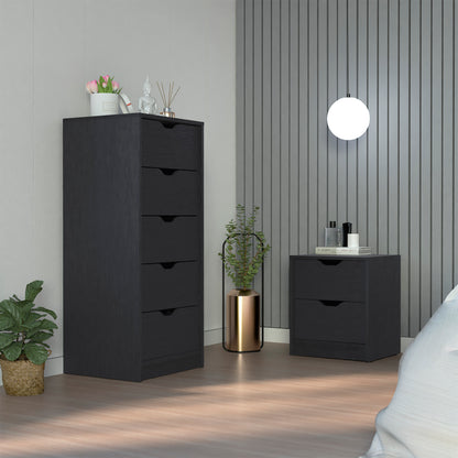 Raymer 2-Piece Bedroom Furniture Set - Black Dresser and Nightstand