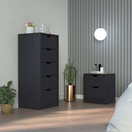 Raymer 2-Piece Bedroom Furniture Set - Black Dresser and Nightstand