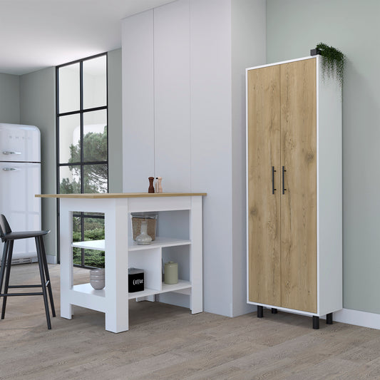 Bowie 2 Piece Kitchen Set: Cabinet and Kitchen Island