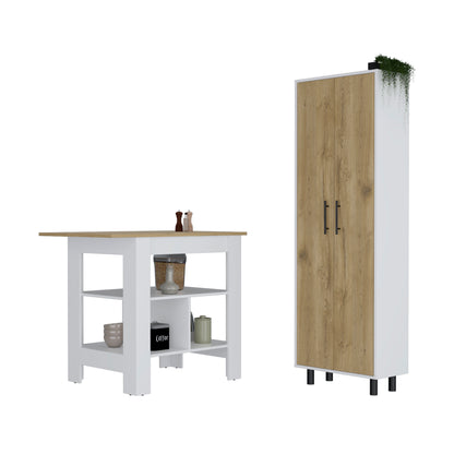 Bowie 2 Piece Kitchen Set: Cabinet and Kitchen Island