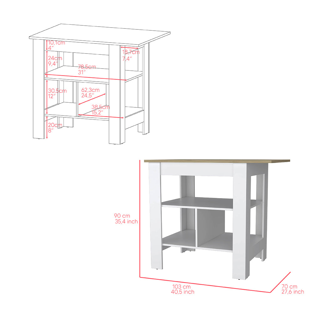 Bowie 2 Piece Kitchen Set: Cabinet and Kitchen Island