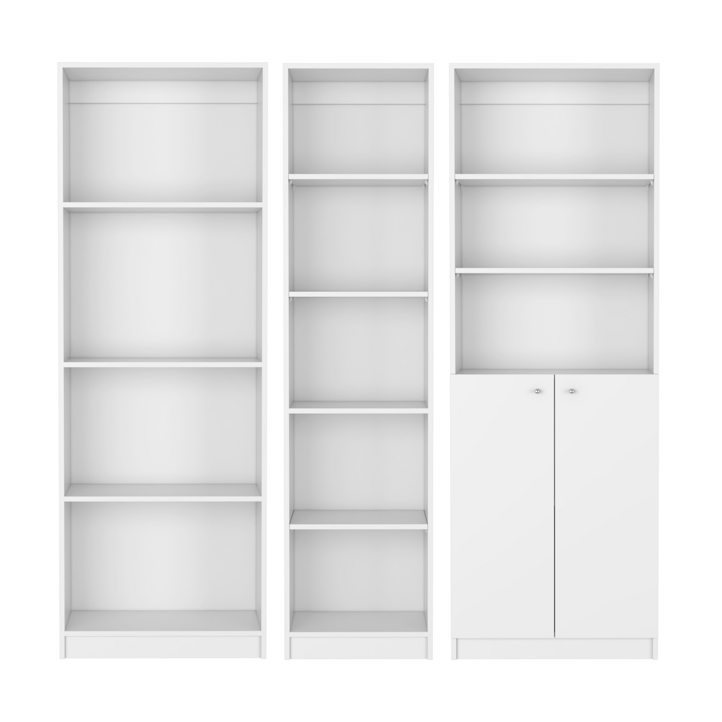 Simla 3-Piece White Bookcase Set