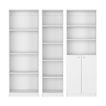 Simla 3-Piece White Bookcase Set