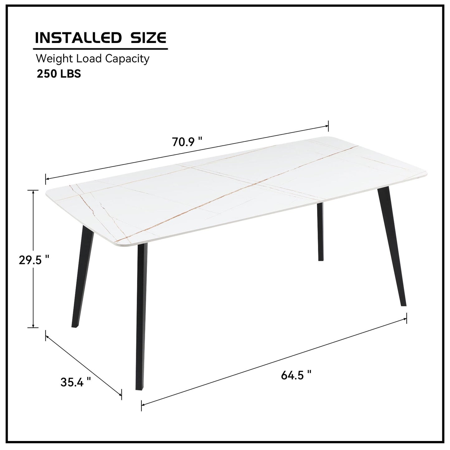 Elegant 70-Inch Porcelain Dining Table