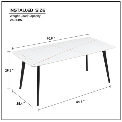 Elegant 70-Inch Porcelain Dining Table