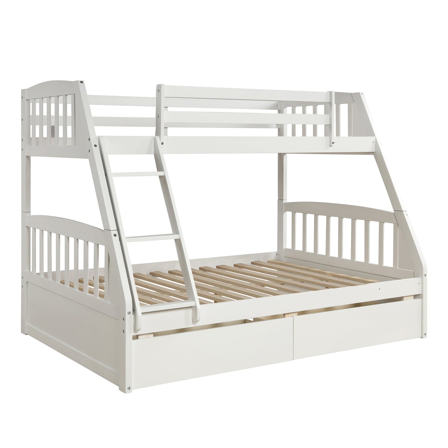 Solid Wood White Twin Over Full Bunk Bed