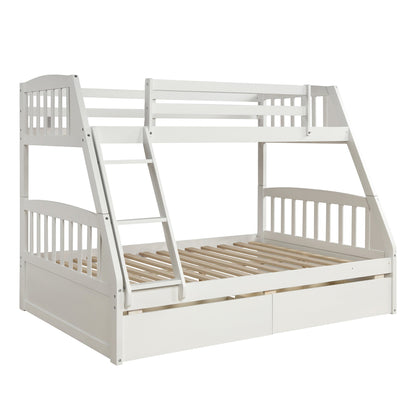 Solid Wood White Twin Over Full Bunk Bed