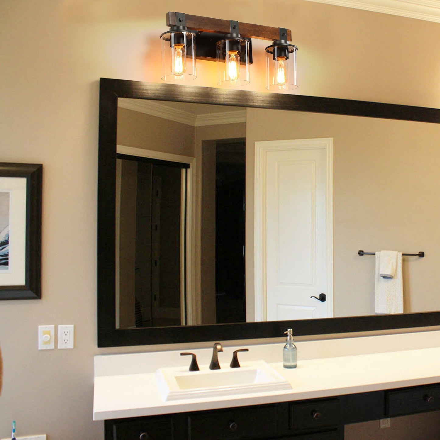The Rustic 3-Light Farmhouse Bathroom Vanity Light