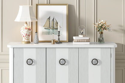 White Console Table with Acacia Wood Accents