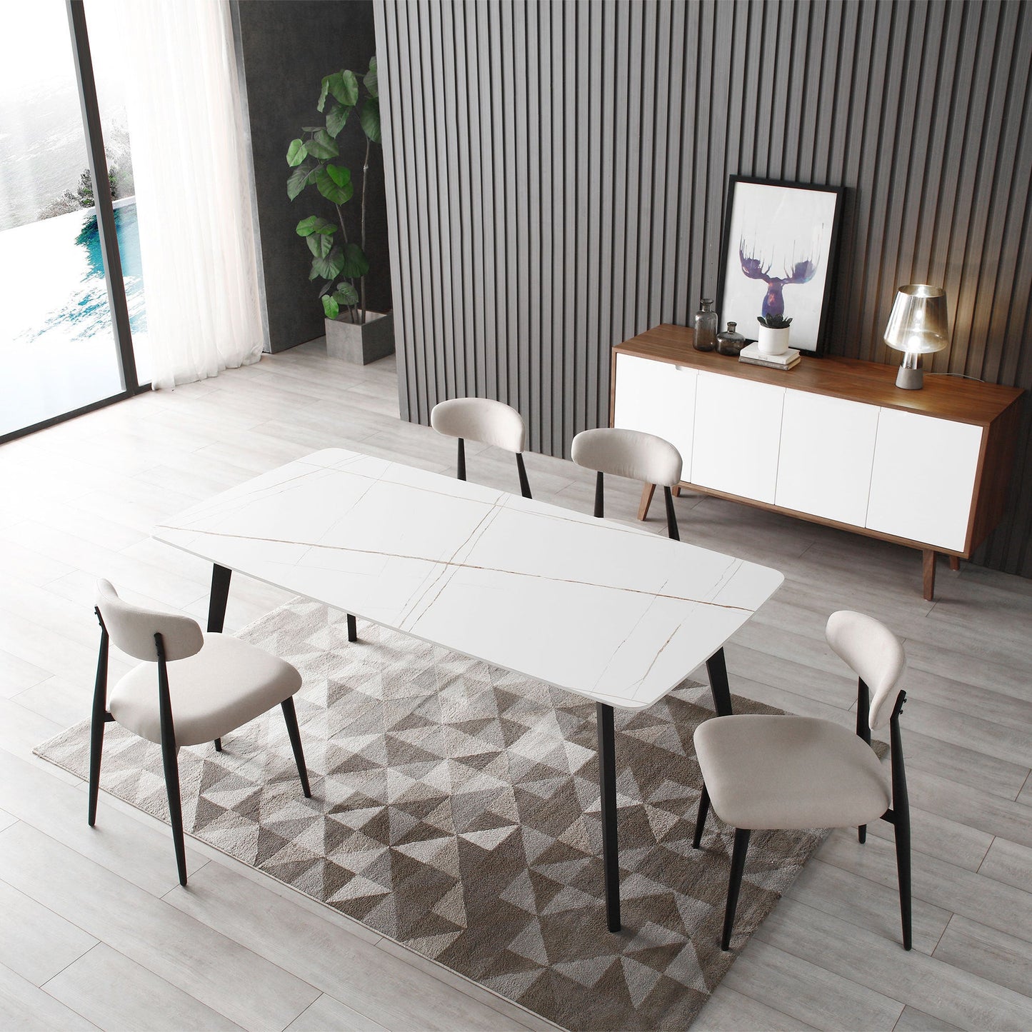 Elegant 70-Inch Porcelain Dining Table