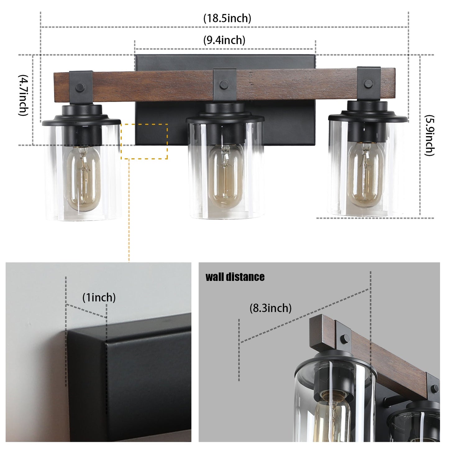 The Rustic 3-Light Farmhouse Bathroom Vanity Light