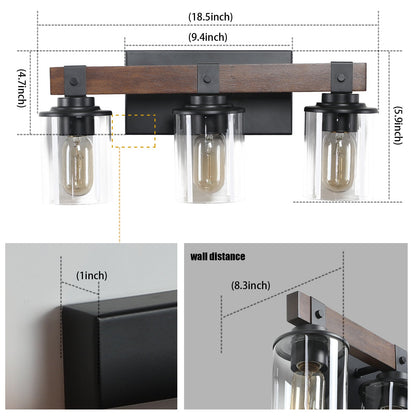 The Rustic 3-Light Farmhouse Bathroom Vanity Light