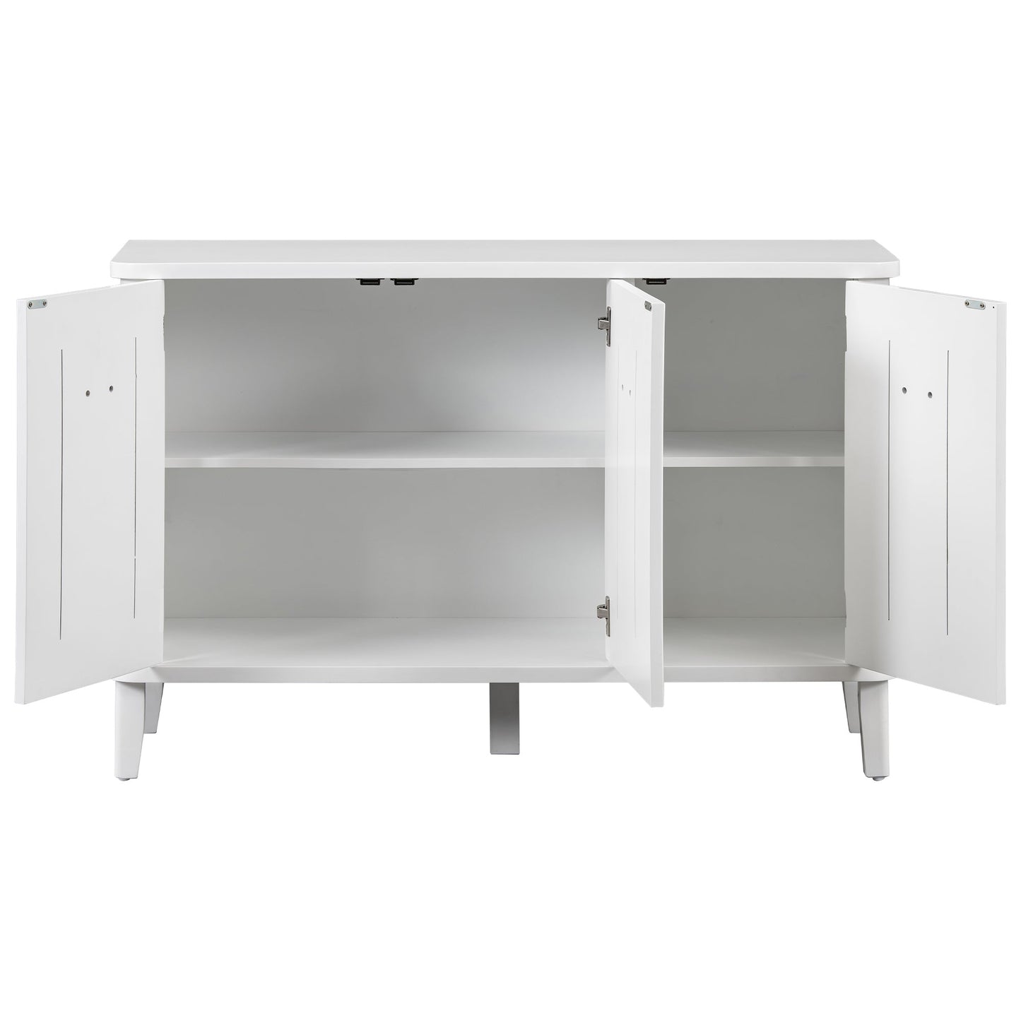 White Console Table with Acacia Wood Accents
