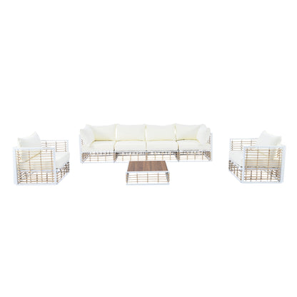 Coastal Minimalistic Outdoor Sofa Set for 6
